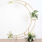 7.5ft Gold Metal Half Crescent Moon Wedding Arbor Frame, Curved Design Arch Flower Balloon Stand - Bell Racket Store