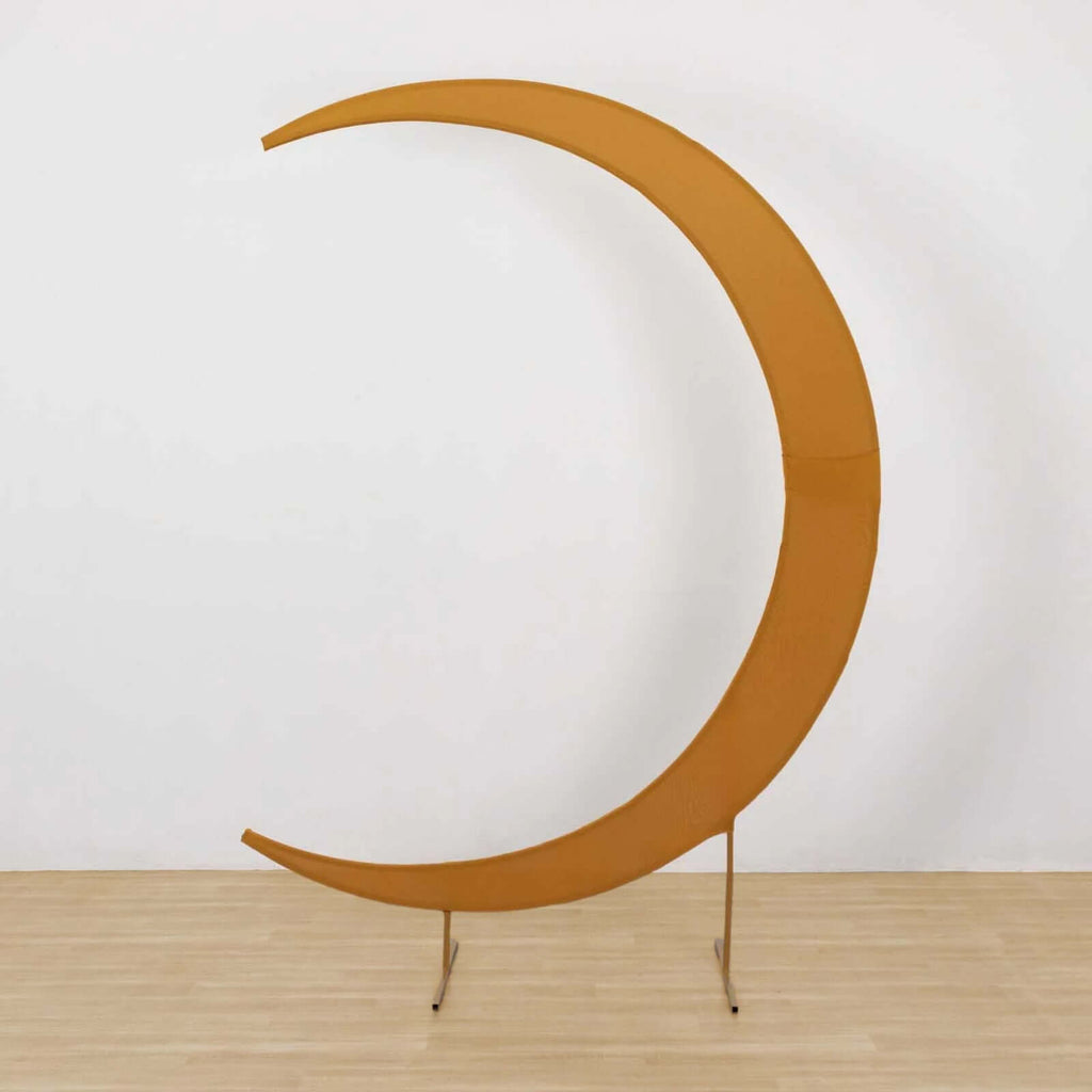 7.5ft Gold Spandex Crescent Moon Wedding Arch Cover, Custom Fitted Chiara Backdrop Stand Cover - Bell Racket Store