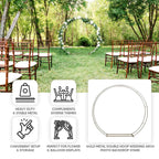 7.5ft Heavy Duty Gold Metal Round Wedding Arbor Floral Balloon Frame, Double Hoop Wedding Arch Photo Backdrop Stand - Bell Racket Store