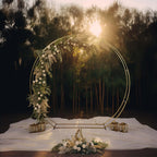 7.5ft Heavy Duty Gold Metal Round Wedding Arbor Floral Balloon Frame, Double Hoop Wedding Arch Photo Backdrop Stand - Bell Racket Store