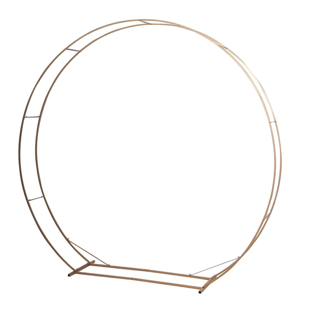 7.5ft Heavy Duty Gold Metal Round Wedding Arbor Floral Balloon Frame, Double Hoop Wedding Arch Photo Backdrop Stand - Bell Racket Store