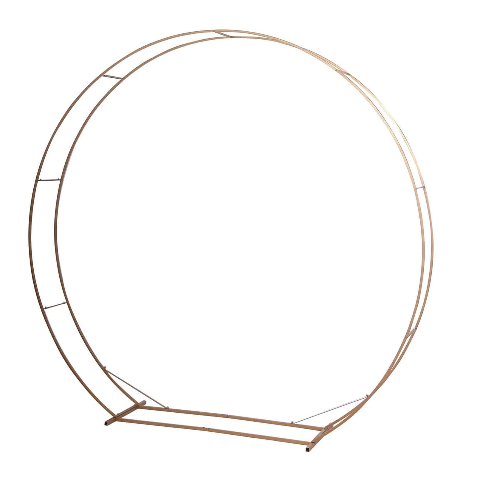 7.5ft Heavy Duty Gold Metal Round Wedding Arbor Floral Balloon Frame, Double Hoop Wedding Arch Photo Backdrop Stand - Bell Racket Store