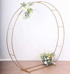 7.5ft Heavy Duty Gold Metal Round Wedding Arbor Floral Balloon Frame, Double Hoop Wedding Arch Photo Backdrop Stand - Bell Racket Store