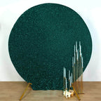 7.5ft Hunter Emerald Green Metallic Shimmer Tinsel Spandex Round Wedding Arch Cover, 2 - Sided Photo Backdrop - Bell Racket Store