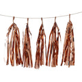 7.5ft Long Rose Gold Hanging Foil Tassel Garland, Metallic Tinsel Fringe Banner Party Streamer Backdrop Decorations
