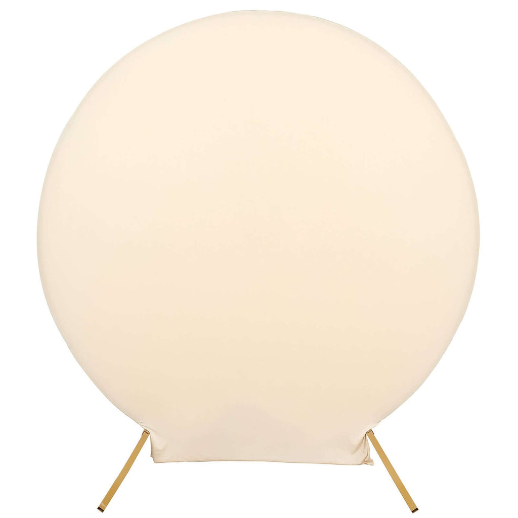 7.5ft Matte Beige Round Spandex Fit Party Backdrop Stand Cover - Bell Racket Store