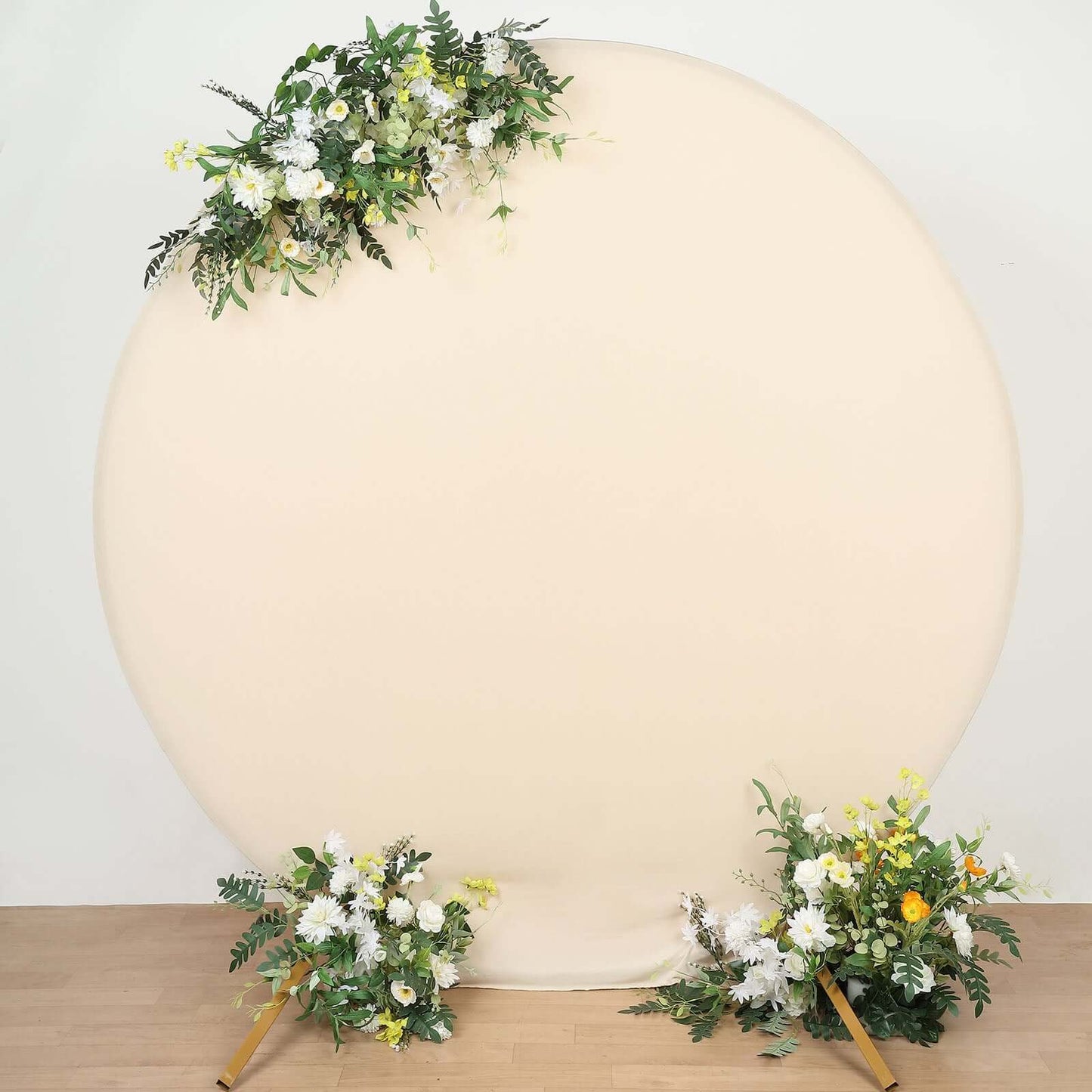 7.5ft Matte Beige Round Spandex Fit Party Backdrop Stand Cover - Bell Racket Store