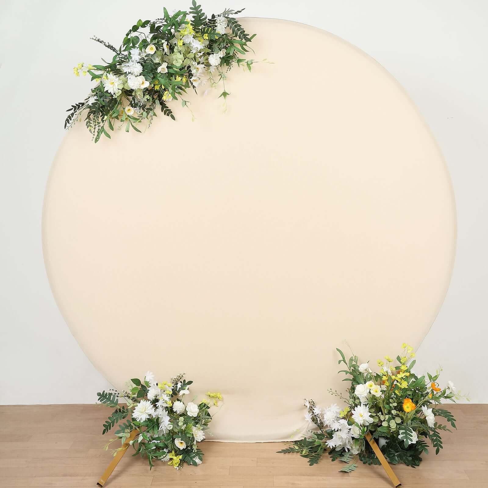7.5ft Matte Beige Round Spandex Fit Party Backdrop Stand Cover - Bell Racket Store
