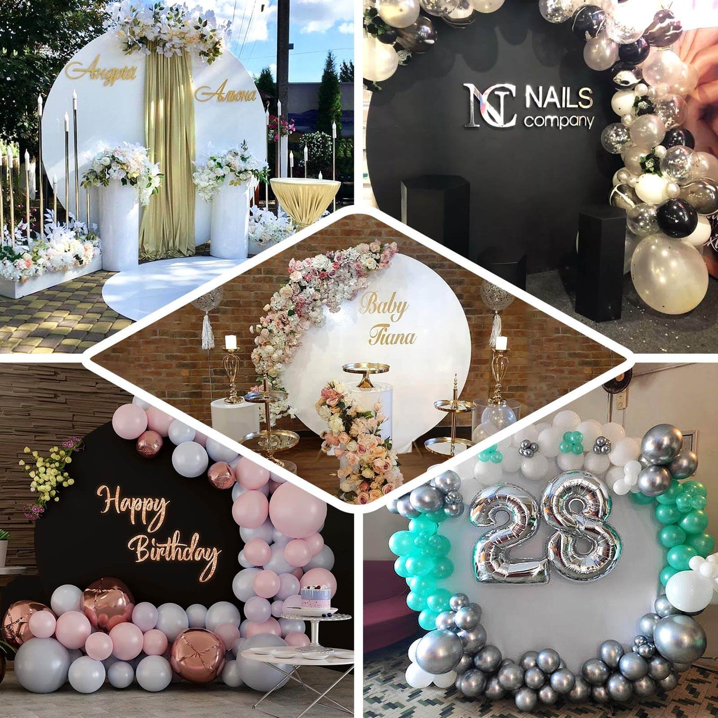 7.5ft Matte Blush Round Spandex Fit Party Backdrop Stand Cover - Bell Racket Store