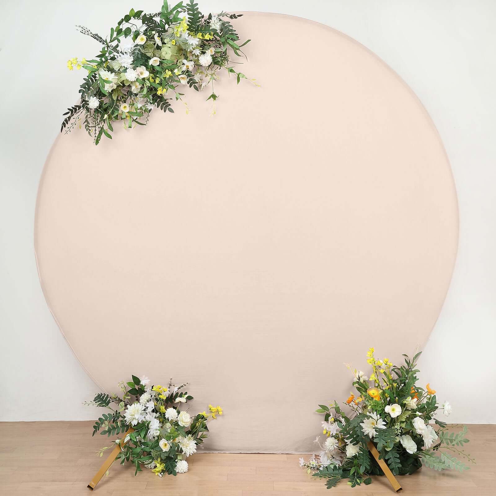 7.5ft Matte Blush Round Spandex Fit Party Backdrop Stand Cover - Bell Racket Store