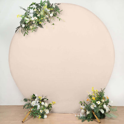 7.5ft Matte Blush Round Spandex Fit Party Backdrop Stand Cover - Bell Racket Store