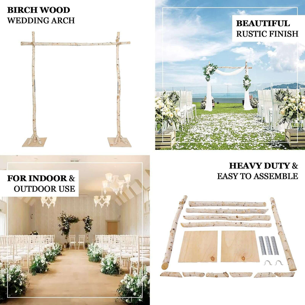 7.5ft Natural Birch Rustic Square Arbor Photography Backdrop Stand, Wooden Wedding Arch - Bell Racket Store