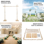 7.5ft Natural Birch Rustic Square Arbor Photography Backdrop Stand, Wooden Wedding Arch - Bell Racket Store