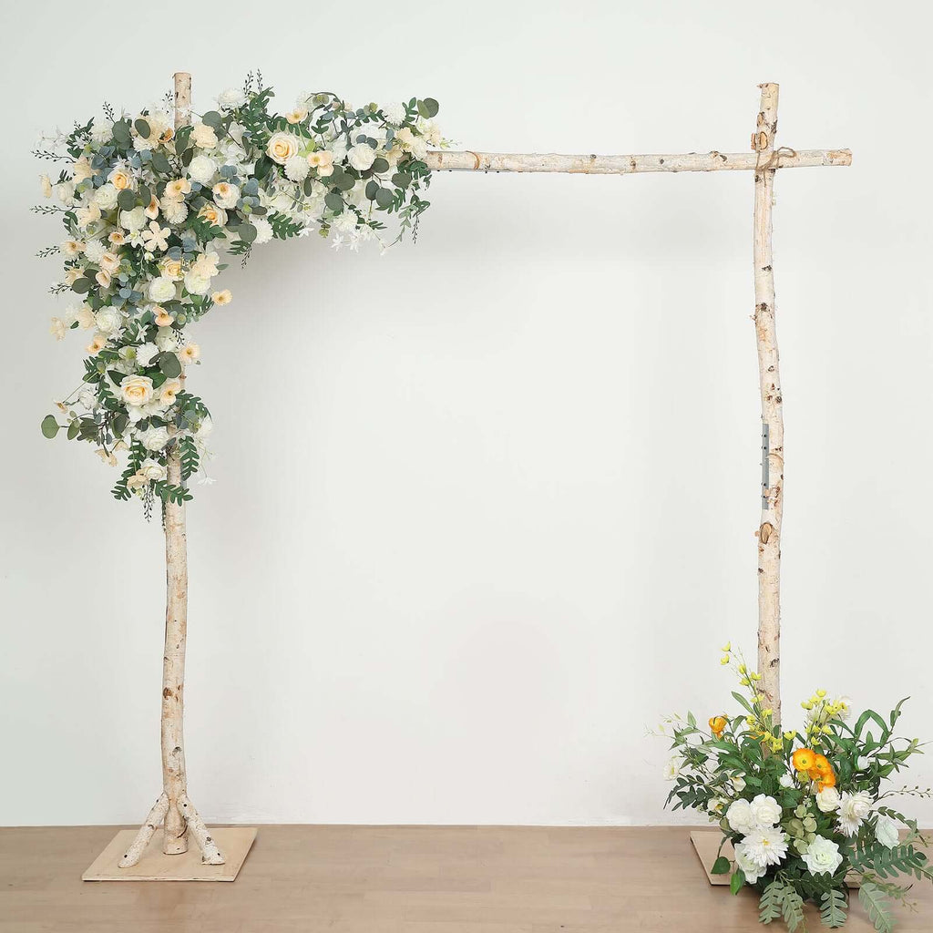 7.5ft Natural Birch Rustic Square Arbor Photography Backdrop Stand, Wooden Wedding Arch - Bell Racket Store