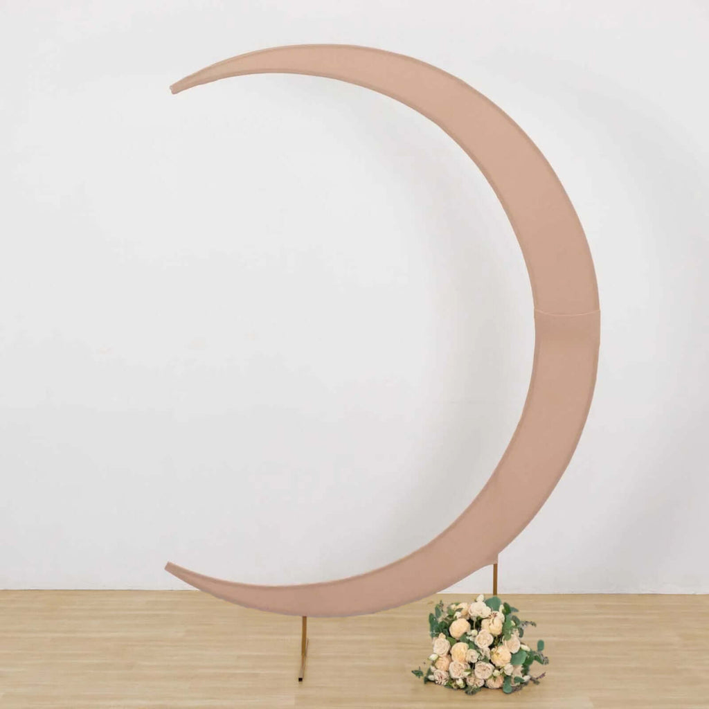7.5ft Nude Spandex Crescent Moon Wedding Arch Cover, Custom Fitted Chiara Backdrop Stand Cover - Bell Racket Store