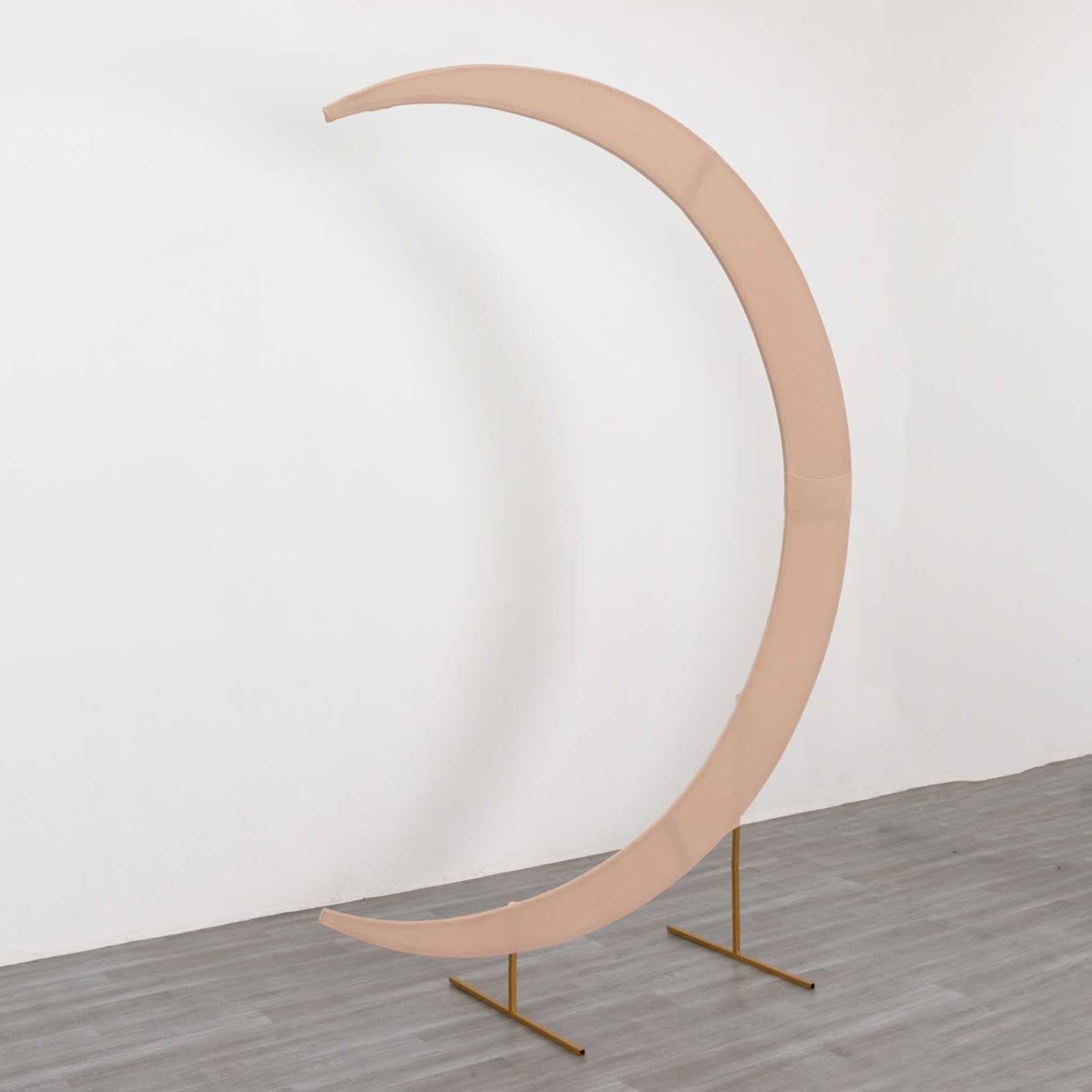 7.5ft Nude Spandex Crescent Moon Wedding Arch Cover, Custom Fitted Chiara Backdrop Stand Cover - Bell Racket Store