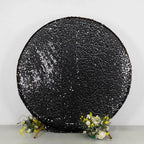 7.5ft Sparkly Black Big Payette Sequin Wedding Arch Cover for Round Backdrop Stand - Bell Racket Store