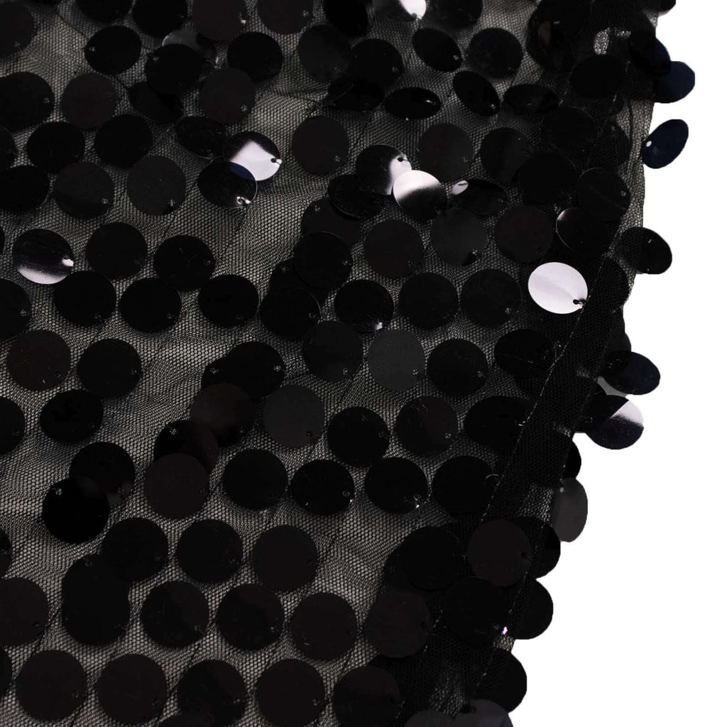 7.5ft Sparkly Black Big Payette Sequin Wedding Arch Cover for Round Backdrop Stand - Bell Racket Store