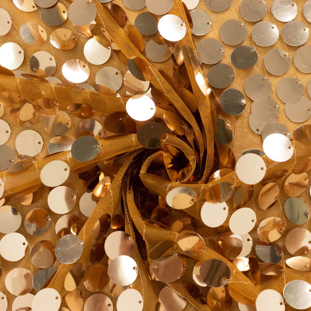 7.5ft Sparkly Gold Big Payette Sequin Wedding Arch Cover for Round Backdrop Stand - Bell Racket Store