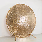 7.5ft Sparkly Gold Big Payette Sequin Wedding Arch Cover for Round Backdrop Stand - Bell Racket Store