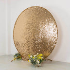 7.5ft Sparkly Gold Big Payette Sequin Wedding Arch Cover for Round Backdrop Stand - Bell Racket Store