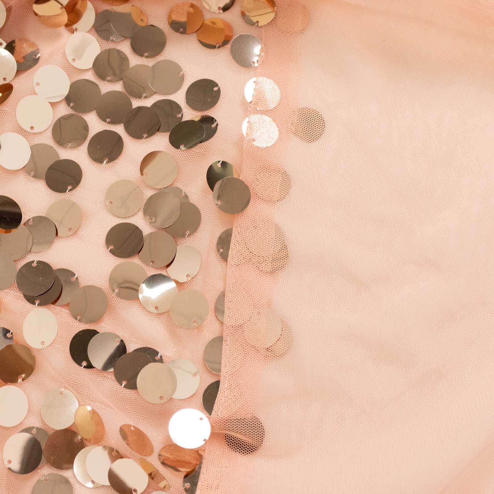 7.5ft Sparkly Rose Gold Big Payette Sequin Wedding Arch Cover for Round Backdrop Stand - Bell Racket Store