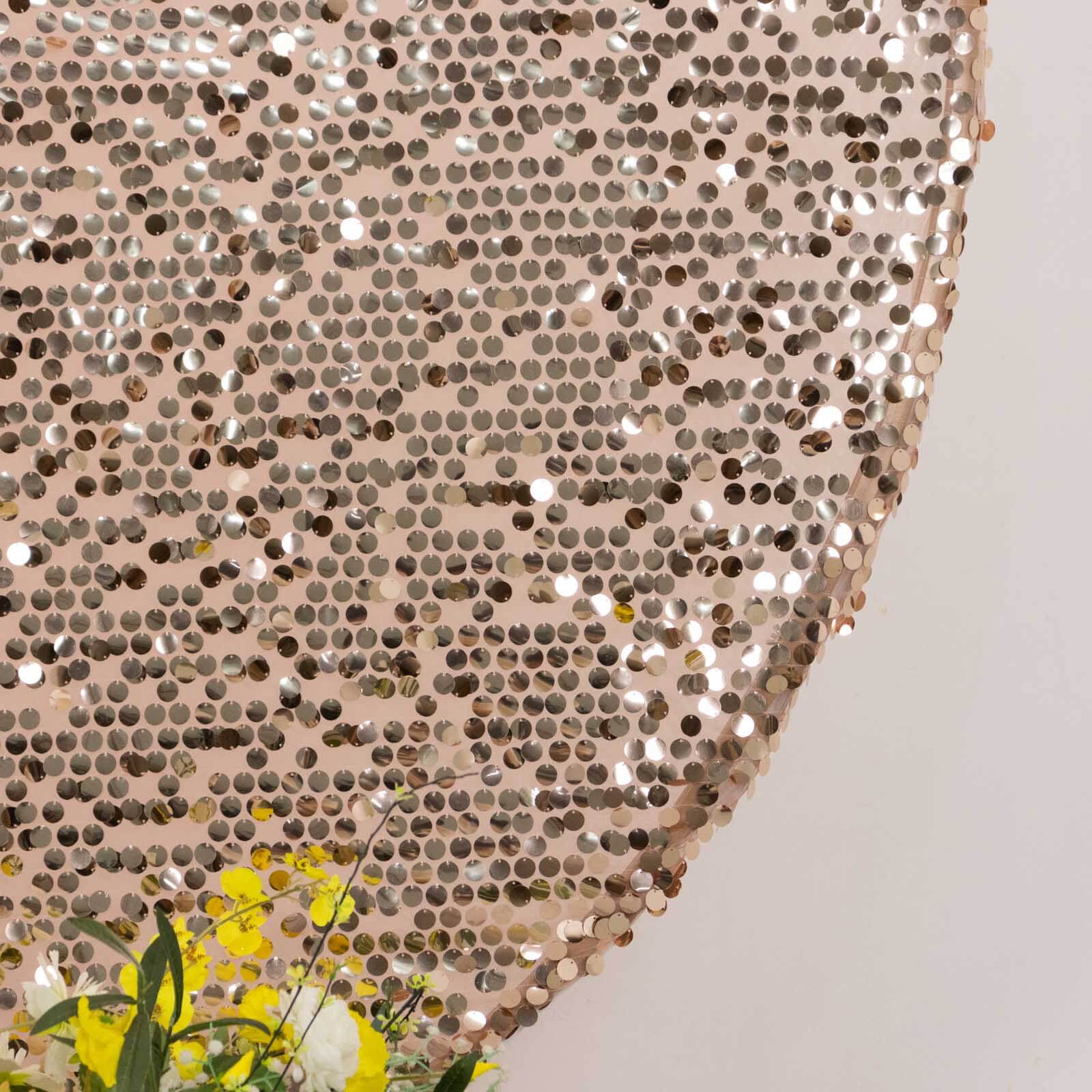 7.5ft Sparkly Rose Gold Big Payette Sequin Wedding Arch Cover for Round Backdrop Stand - Bell Racket Store