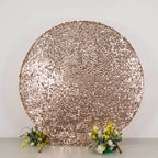 7.5ft Sparkly Rose Gold Big Payette Sequin Wedding Arch Cover for Round Backdrop Stand - Bell Racket Store