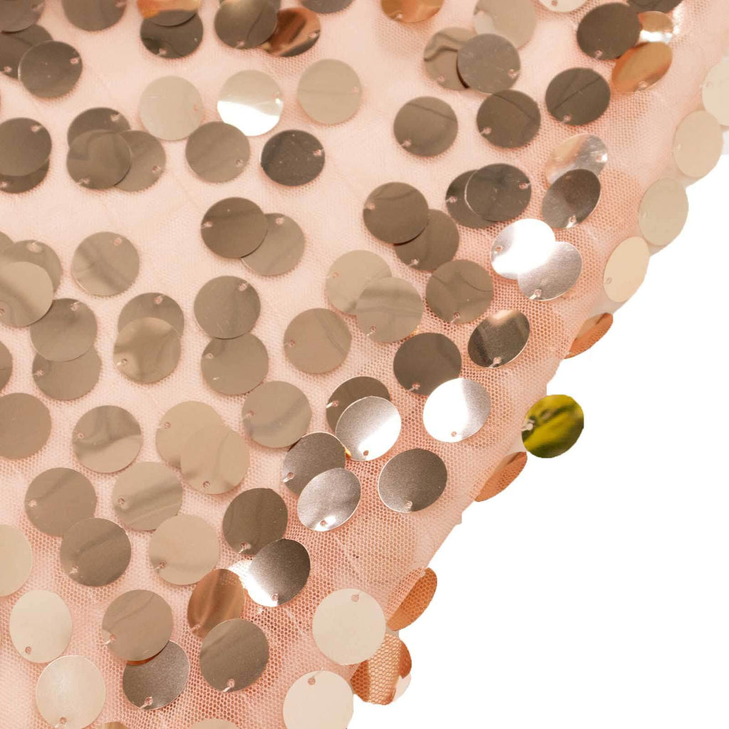 7.5ft Sparkly Rose Gold Big Payette Sequin Wedding Arch Cover for Round Backdrop Stand - Bell Racket Store