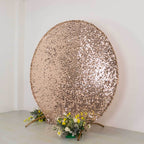 7.5ft Sparkly Rose Gold Big Payette Sequin Wedding Arch Cover for Round Backdrop Stand - Bell Racket Store
