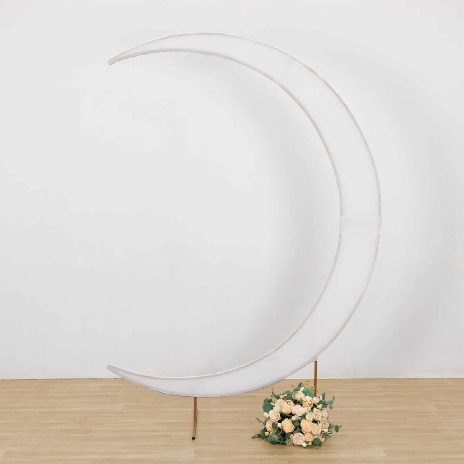7.5ft White Spandex Crescent Moon Wedding Arch Cover, Custom Fitted Chiara Backdrop Stand Cover - Bell Racket Store