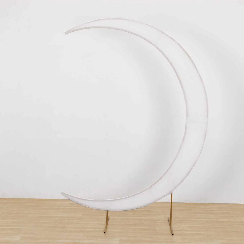 7.5ft White Spandex Crescent Moon Wedding Arch Cover, Custom Fitted Chiara Backdrop Stand Cover - Bell Racket Store