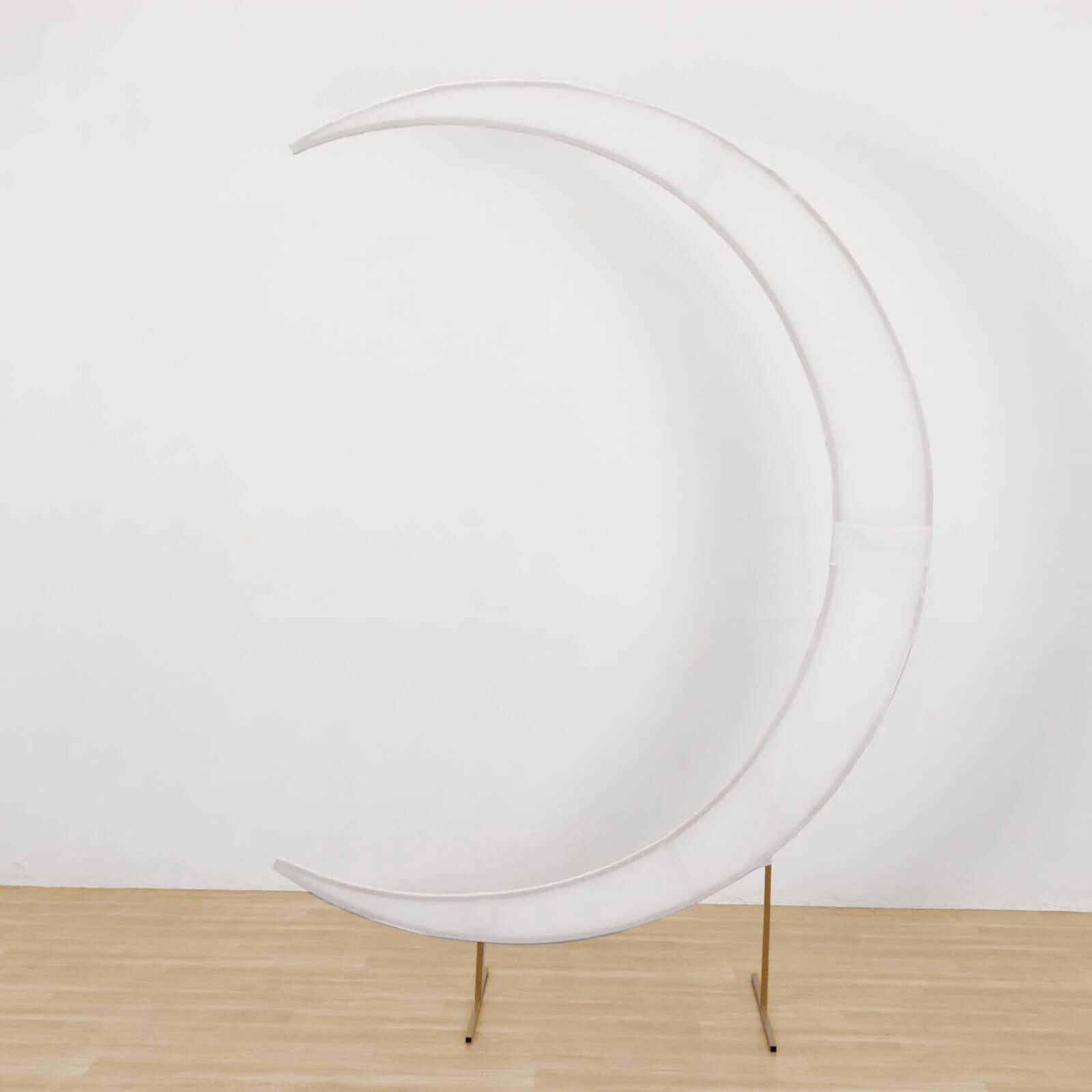 7.5ft White Spandex Crescent Moon Wedding Arch Cover, Custom Fitted Chiara Backdrop Stand Cover - Bell Racket Store