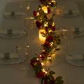 7ft 20 LED Red Silk Rose Flower Garland Vine String Lights, Warm White Battery Operated - Bell Racket Store