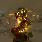 7ft 20 LED Red Silk Rose Flower Garland Vine String Lights, Warm White Battery Operated - Bell Racket Store