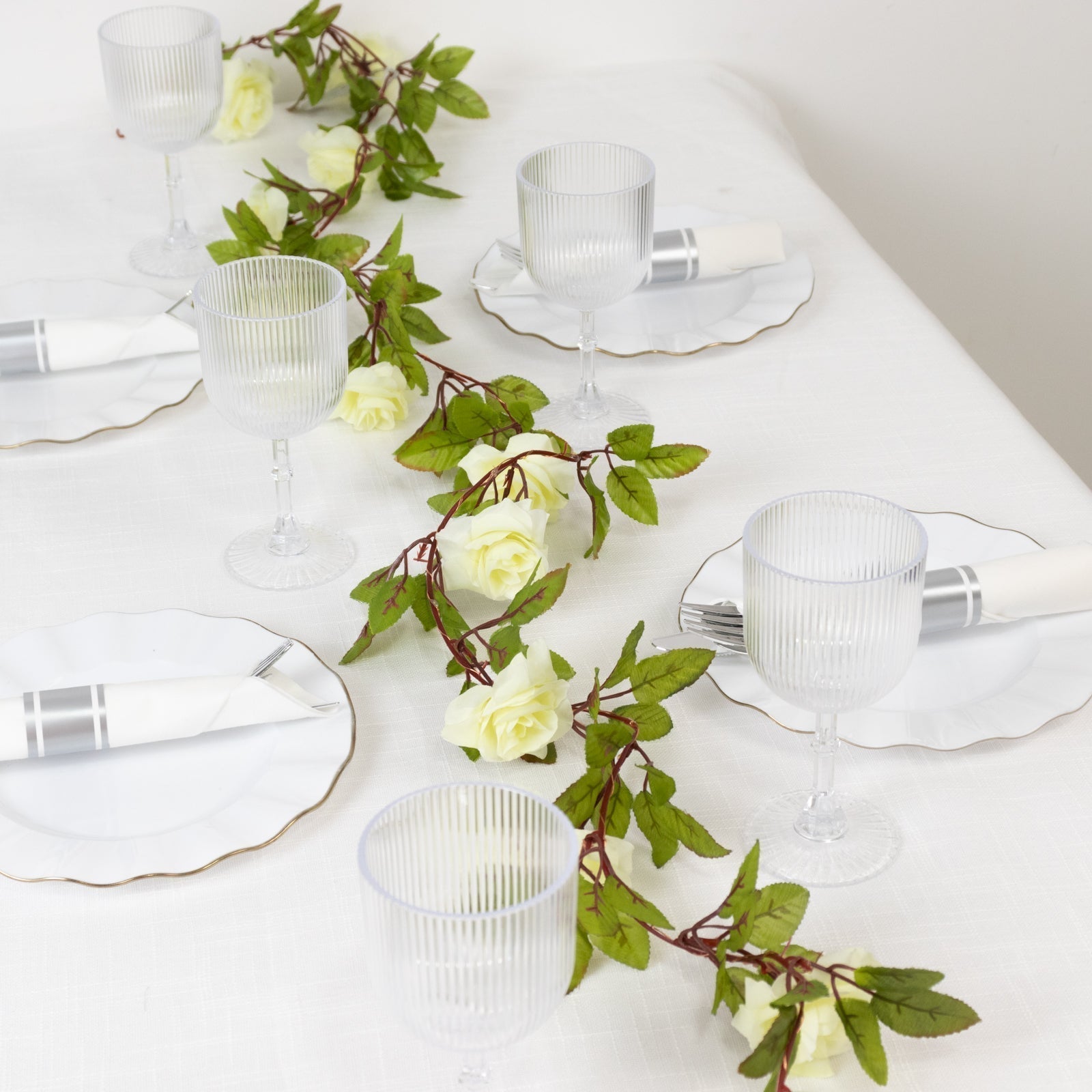 7ft 20 LED White Silk Rose Flower Garland Vine String Lights, Warm White Battery Operated - Bell Racket Store