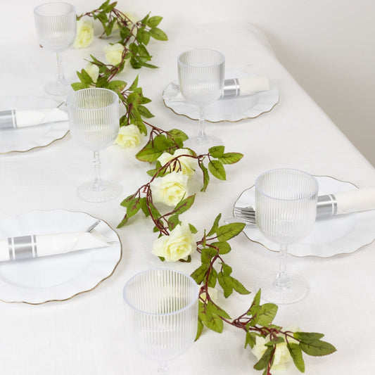 7ft 20 LED White Silk Rose Flower Garland Vine String Lights, Warm White Battery Operated - Bell Racket Store