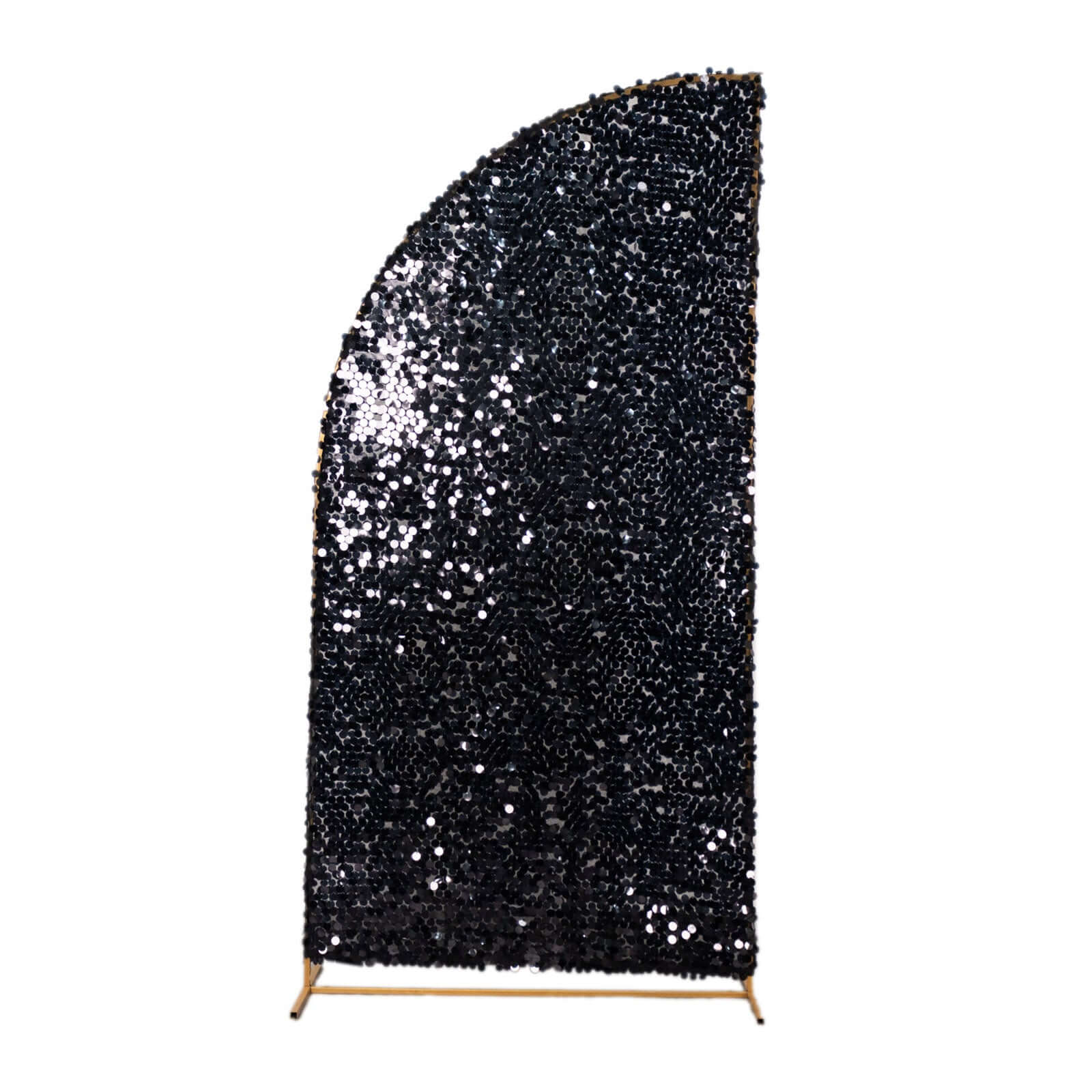 7ft Black Double Sided Big Payette Sequin Chiara Wedding Arch Cover For Half Moon Backdrop Stand - Bell Racket Store