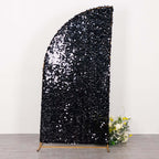 7ft Black Double Sided Big Payette Sequin Chiara Wedding Arch Cover For Half Moon Backdrop Stand - Bell Racket Store