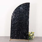 7ft Black Double Sided Big Payette Sequin Chiara Wedding Arch Cover For Half Moon Backdrop Stand - Bell Racket Store