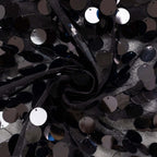 7ft Black Double Sided Big Payette Sequin Chiara Wedding Arch Cover For Half Moon Backdrop Stand - Bell Racket Store