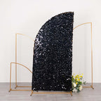 7ft Black Double Sided Big Payette Sequin Chiara Wedding Arch Cover For Half Moon Backdrop Stand - Bell Racket Store