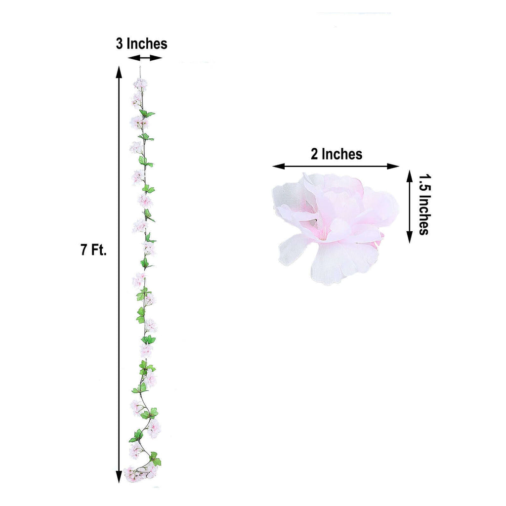 2 Pack 7ft Blush Artificial Cherry Blossom Flower Garland