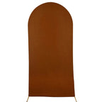 7ft Cinnamon Brown Spandex Fitted Chiara Backdrop Stand Cover For Round Top Wedding Arch - Bell Racket Store