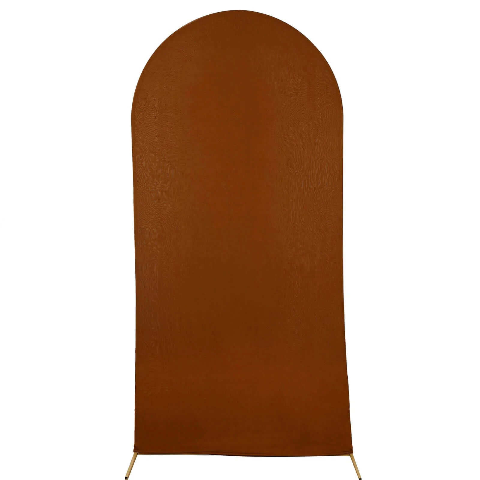 7ft Cinnamon Brown Spandex Fitted Chiara Backdrop Stand Cover For Round Top Wedding Arch - Bell Racket Store