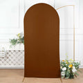 7ft Cinnamon Brown Spandex Fitted Chiara Backdrop Stand Cover For Round Top Wedding Arch - Bell Racket Store