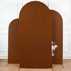 7ft Cinnamon Brown Spandex Fitted Chiara Backdrop Stand Cover For Round Top Wedding Arch - Bell Racket Store