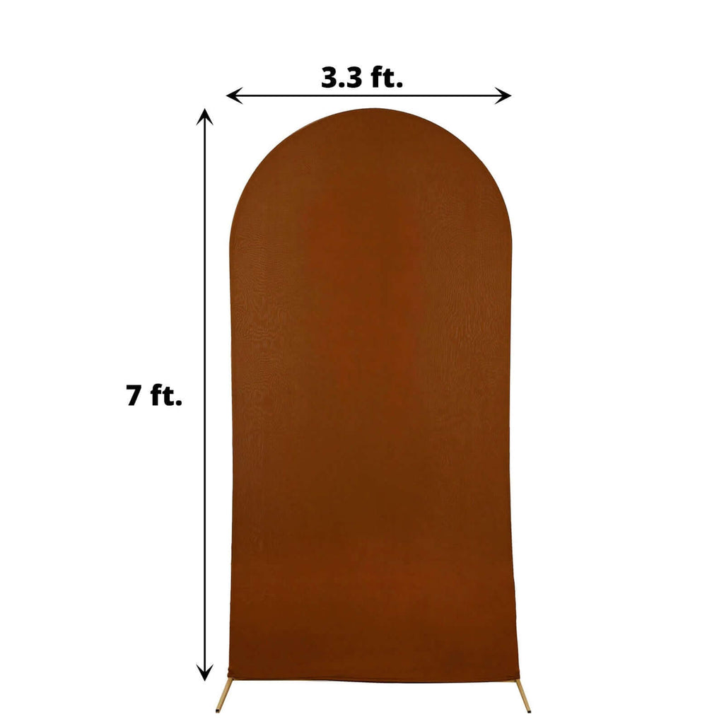 7ft Cinnamon Brown Spandex Fitted Chiara Backdrop Stand Cover For Round Top Wedding Arch - Bell Racket Store