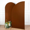 7ft Cinnamon Brown Spandex Half Moon Chiara Backdrop Stand Cover, Custom Fitted Wedding Arch Cover - Bell Racket Store