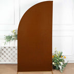 7ft Cinnamon Brown Spandex Half Moon Chiara Backdrop Stand Cover, Custom Fitted Wedding Arch Cover - Bell Racket Store